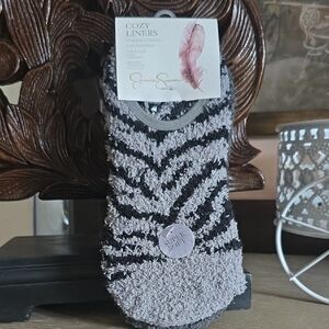Jessica Simpson Zebra Pattern Cozy Liners in Black and Gray 💜